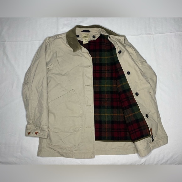 LL Bean Barn Chore Jacket Womens Small Canvas Removable Flannel Insulated Coat